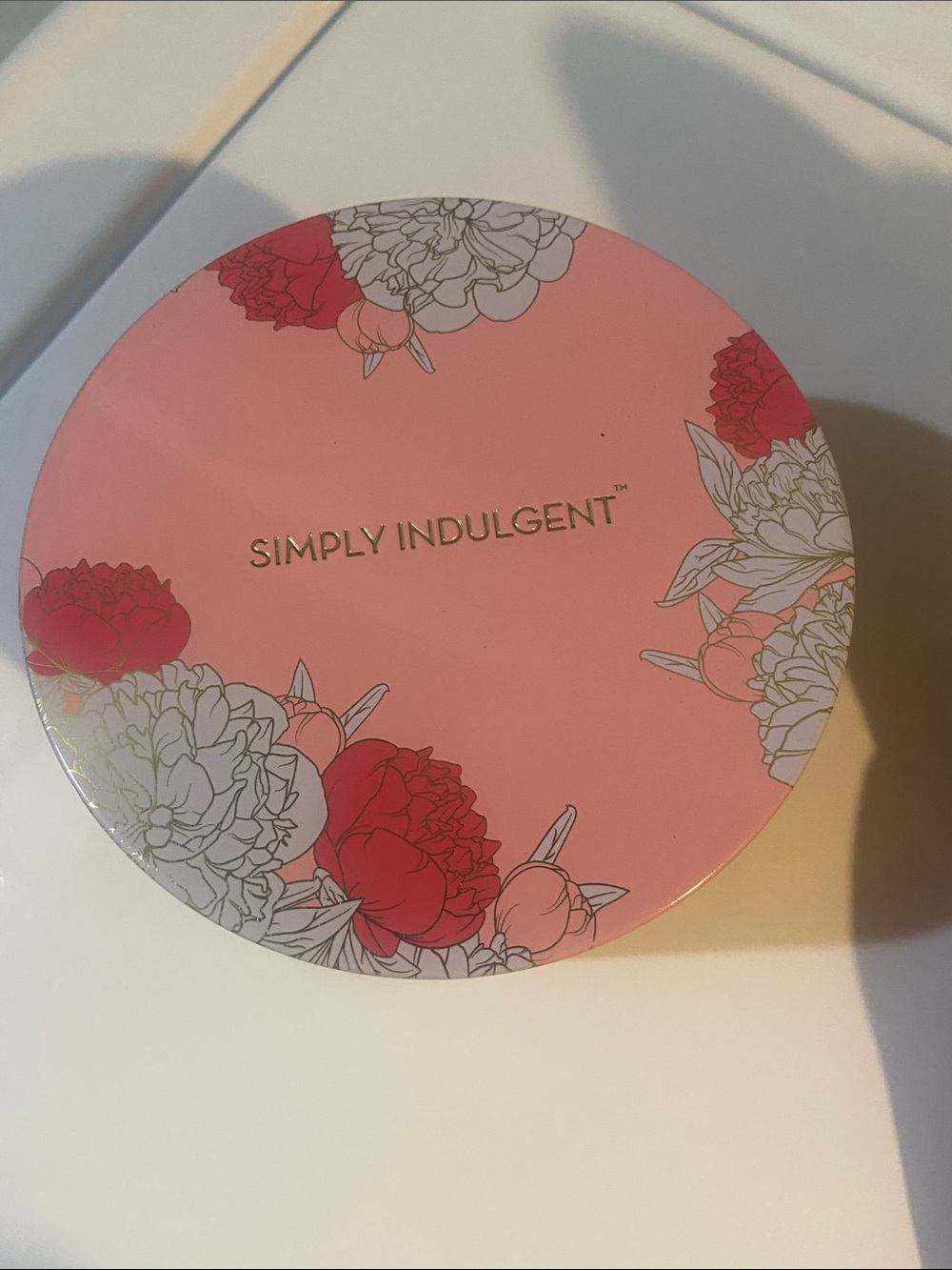 Pink Floral Decorative in Tin can SIMPLY INDULGENT 4 wick candle